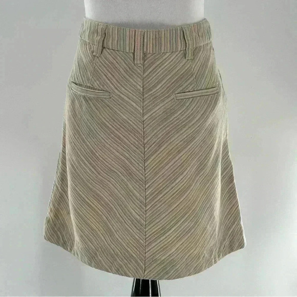 Piloro The Letterpress Anthro Skirt Sz 2 Multicolored Striped Button Down Pocket - Picture 11 of 12